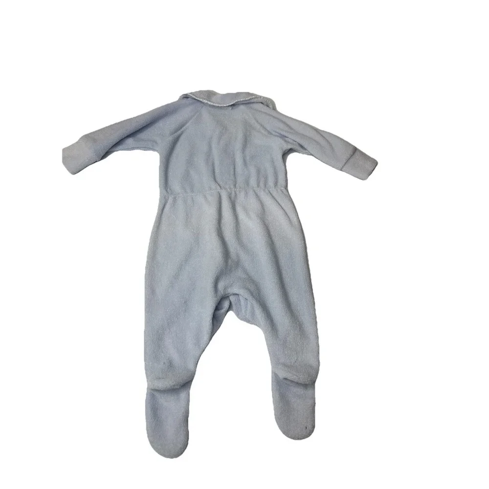 Vtg Winnie The Pooh‎ Terry Cloth One Piece Sleeper Pajamas Blue Size 12 Months